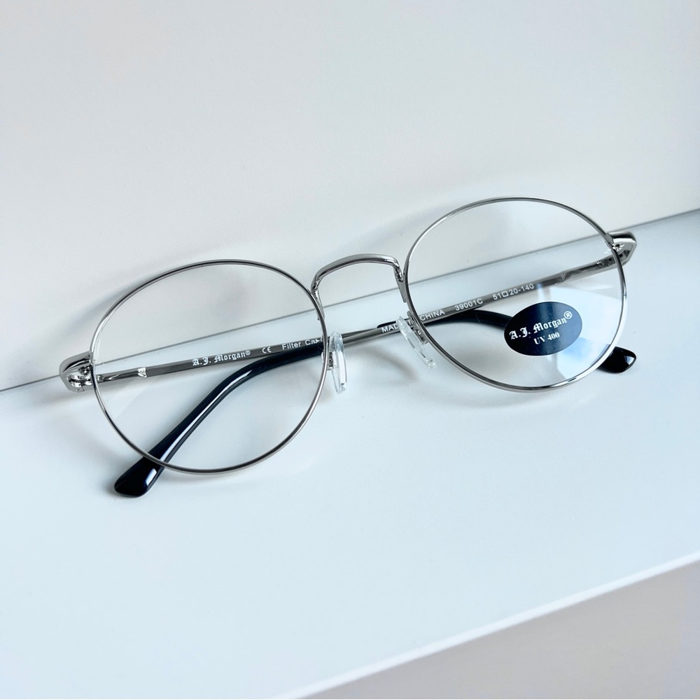 AJ Morgan ASOS thin metal frames round non prescription eye glasses